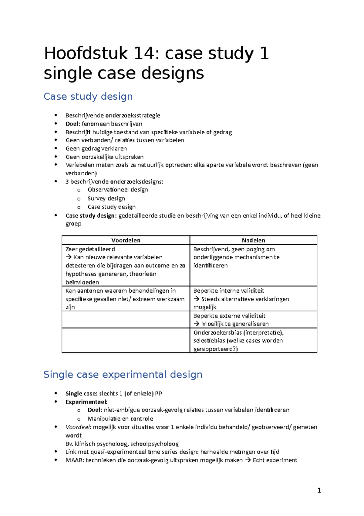 Hoofdstuk 14 - Hoofdstuk 14: case study 1 single case designs Case ...