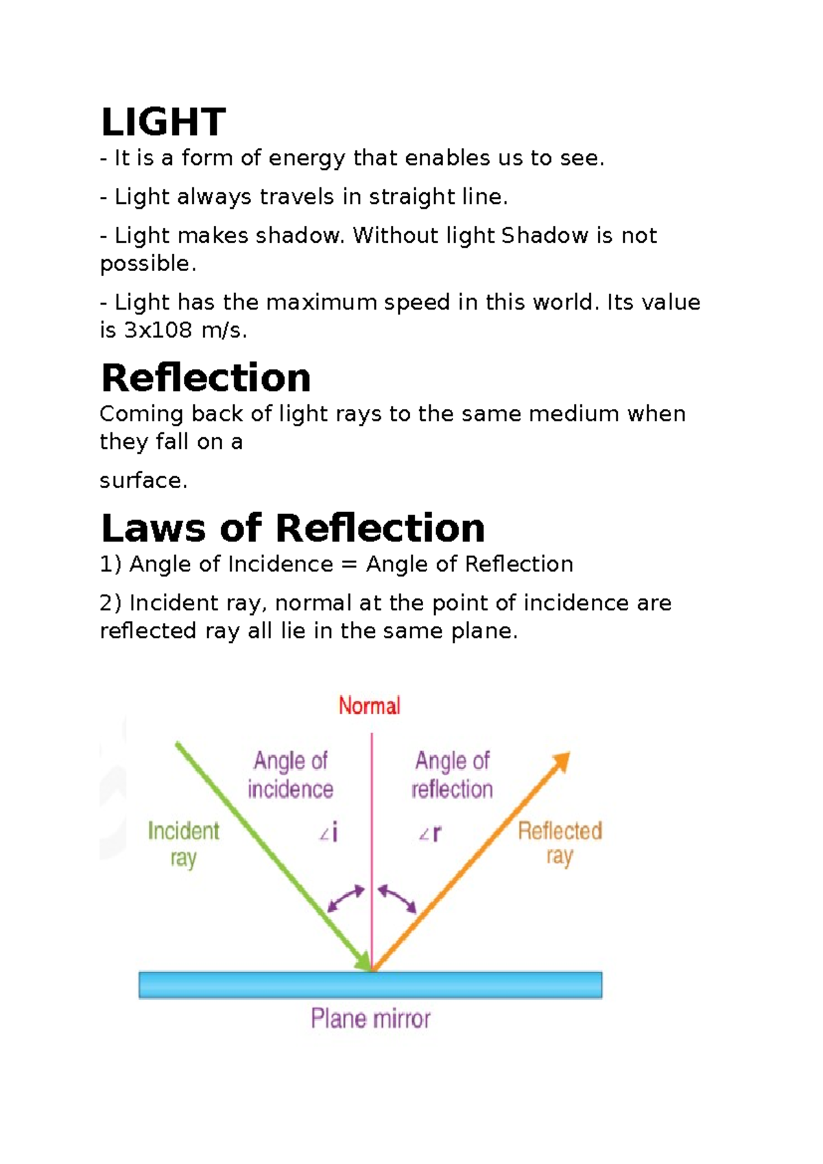 Light notes - nice - LIGHT - It is a form of energy that enables us to ...