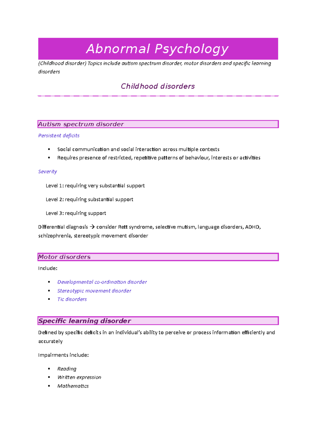Abnormal Psychology - Childhood disorders - Abnormal Psychology ...