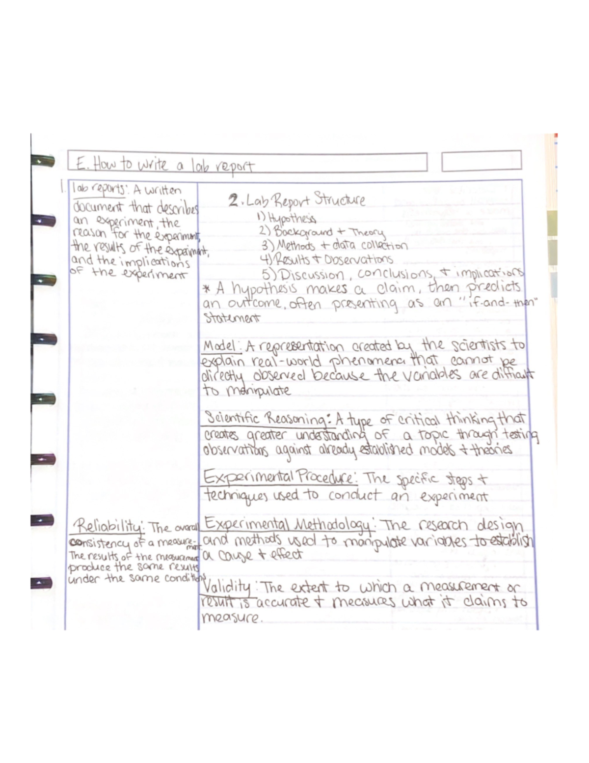 How to write a lab report - Handwritten Notes - E. How to write a lab ...