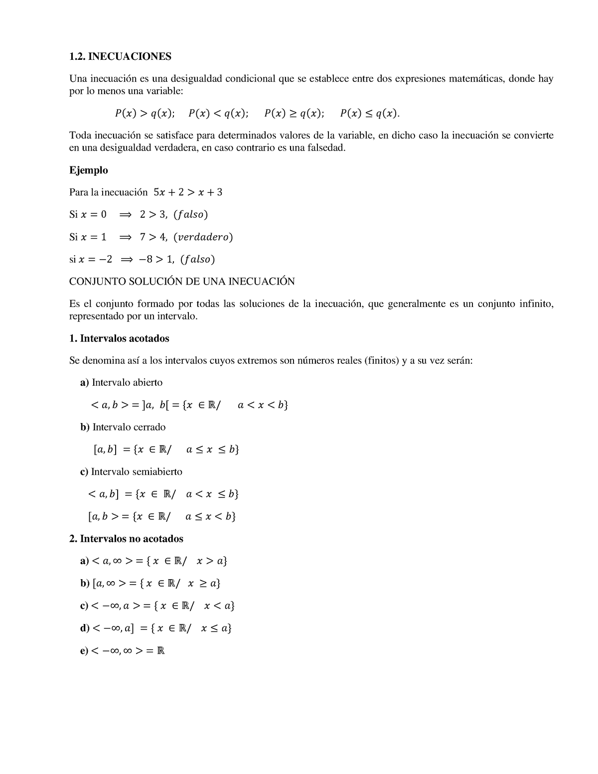 Inecuaciones - Con Una Variable - 1. INECUACIONES Una Inecuación Es Una ...