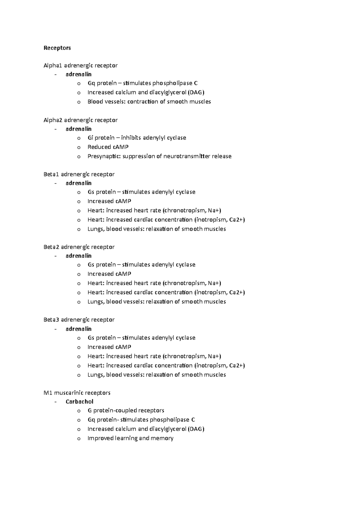 Receptoren - Receptors Alpha1 adrenergic receptor - adrenalin o Gq ...