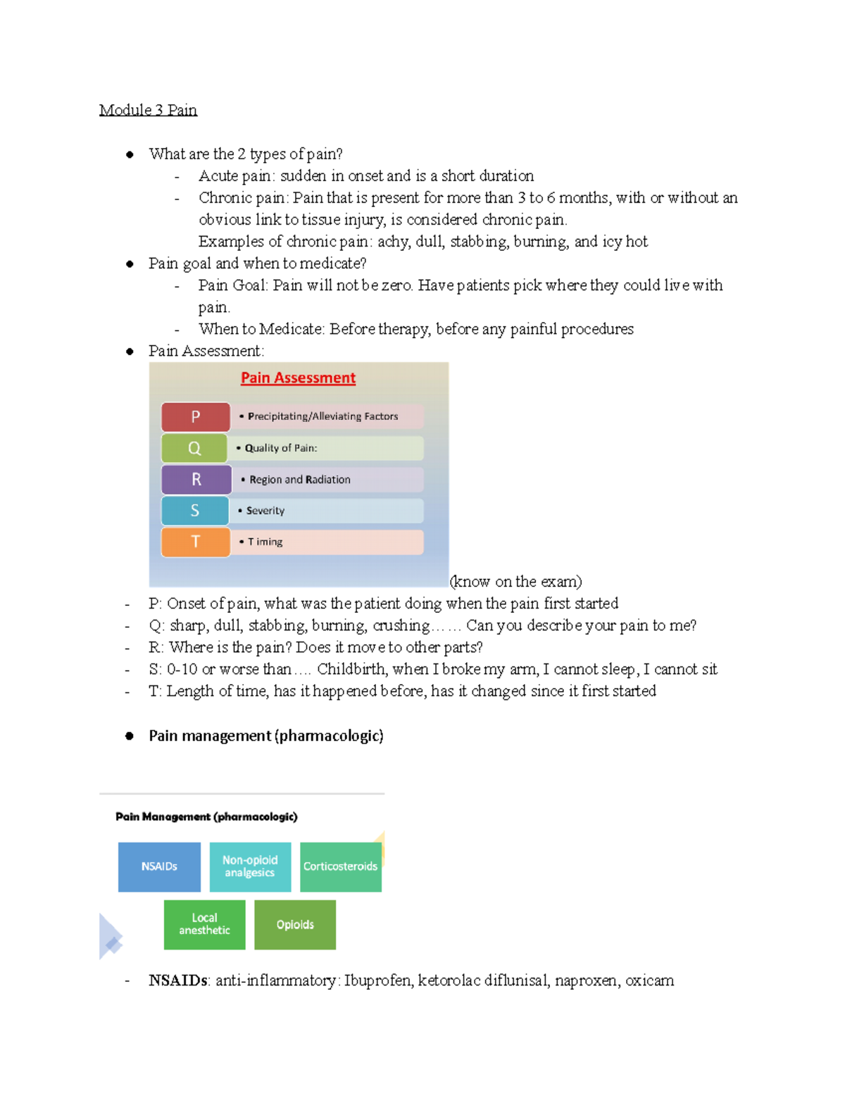 Med surg exam 2 notes - Module 3 Pain What are the 2 types of pain ...