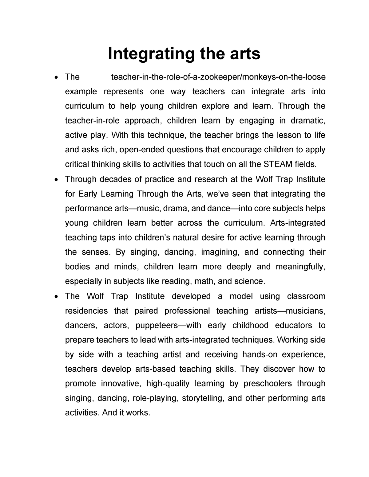 essay on art integrated learning