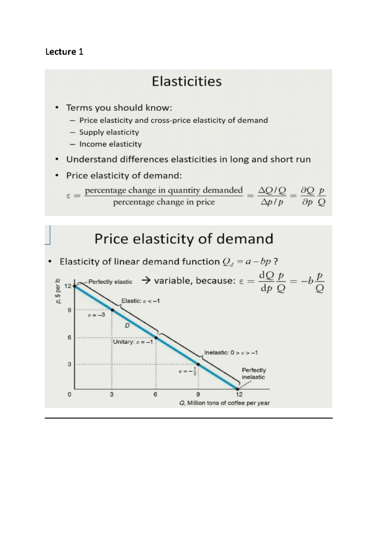 Microeconomics Lecture Now for small changes Exercise 1 Demand line