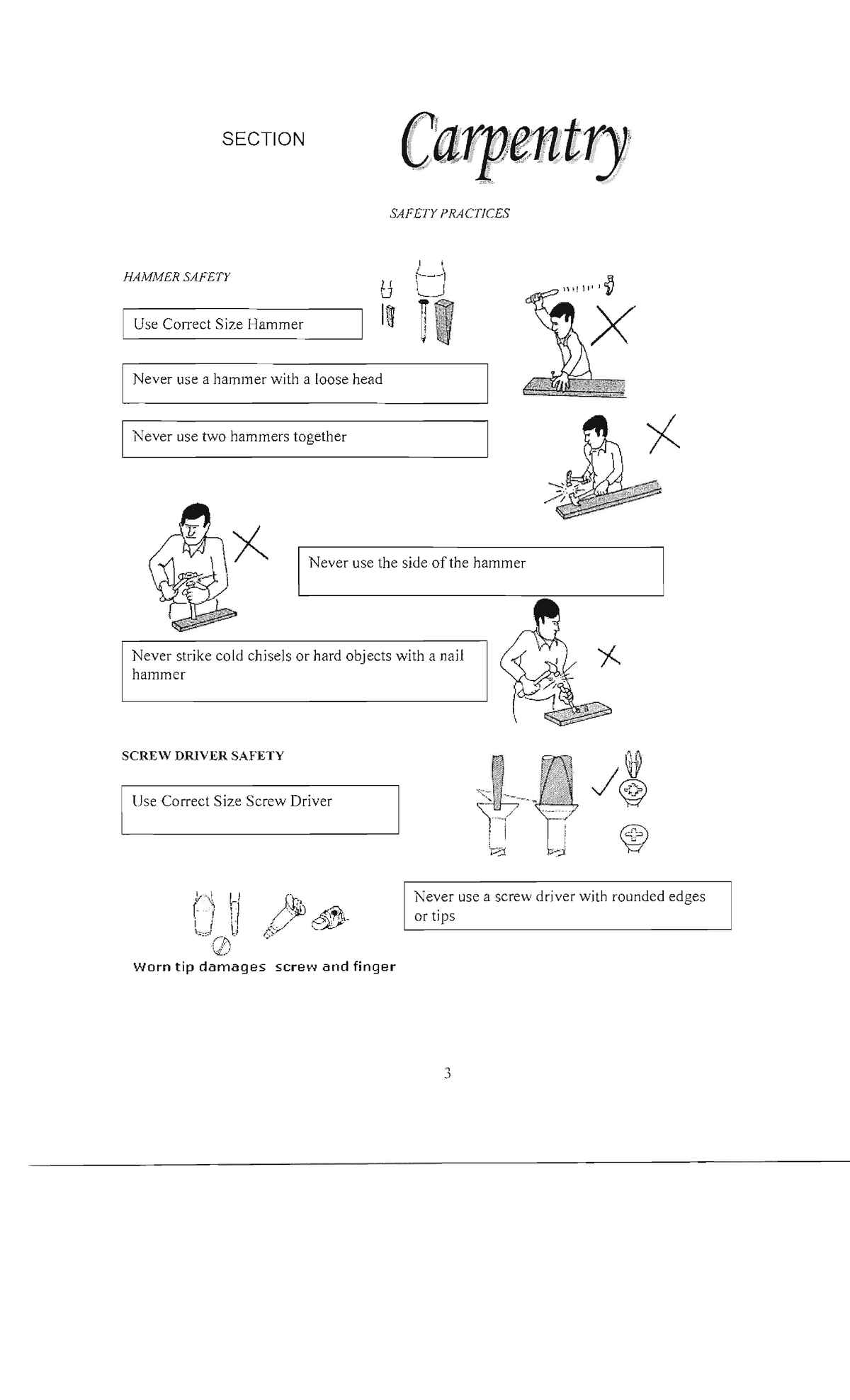 Carpentry study materials - SECTION SAFETY PRACTICES ####### ,I ...