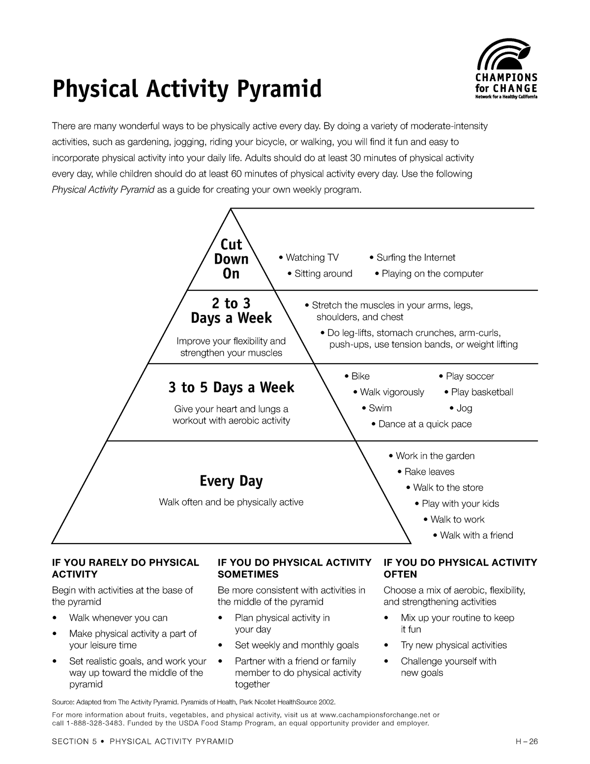 Physical Activity Pyramid Physical Education1 - Section฀5฀• H – 26 For ...