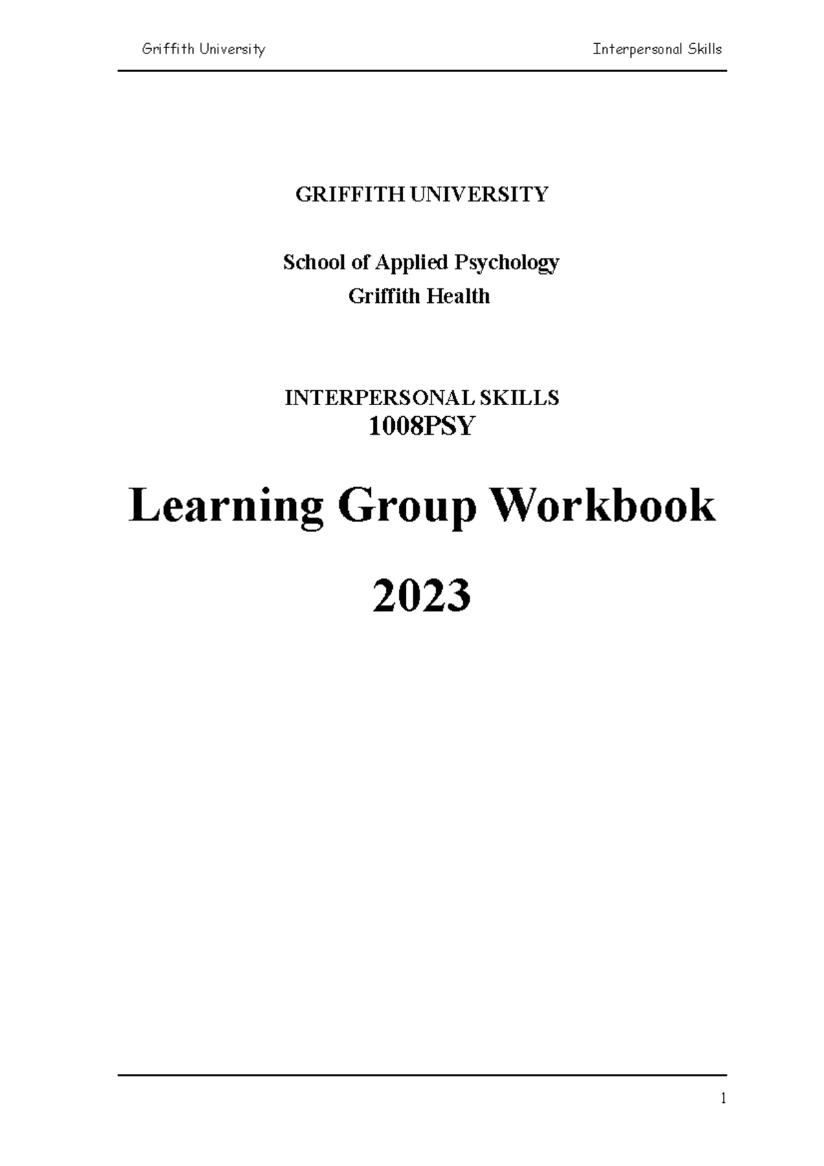 2023 learning group workbook GRIFFITH UNIVERSITY School of Applied