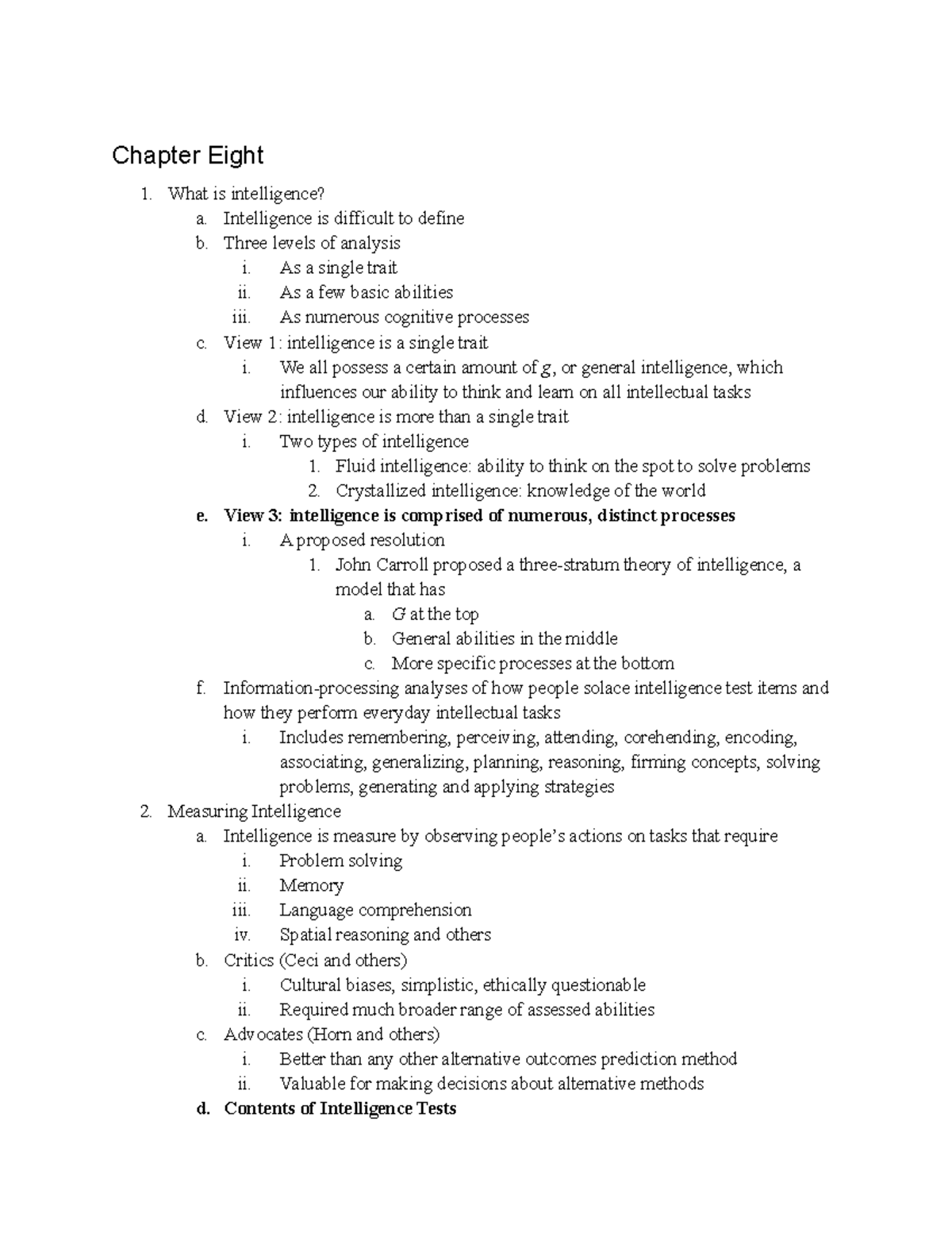 Dynamics of Human Development Chapter Eight What is intelligence? a