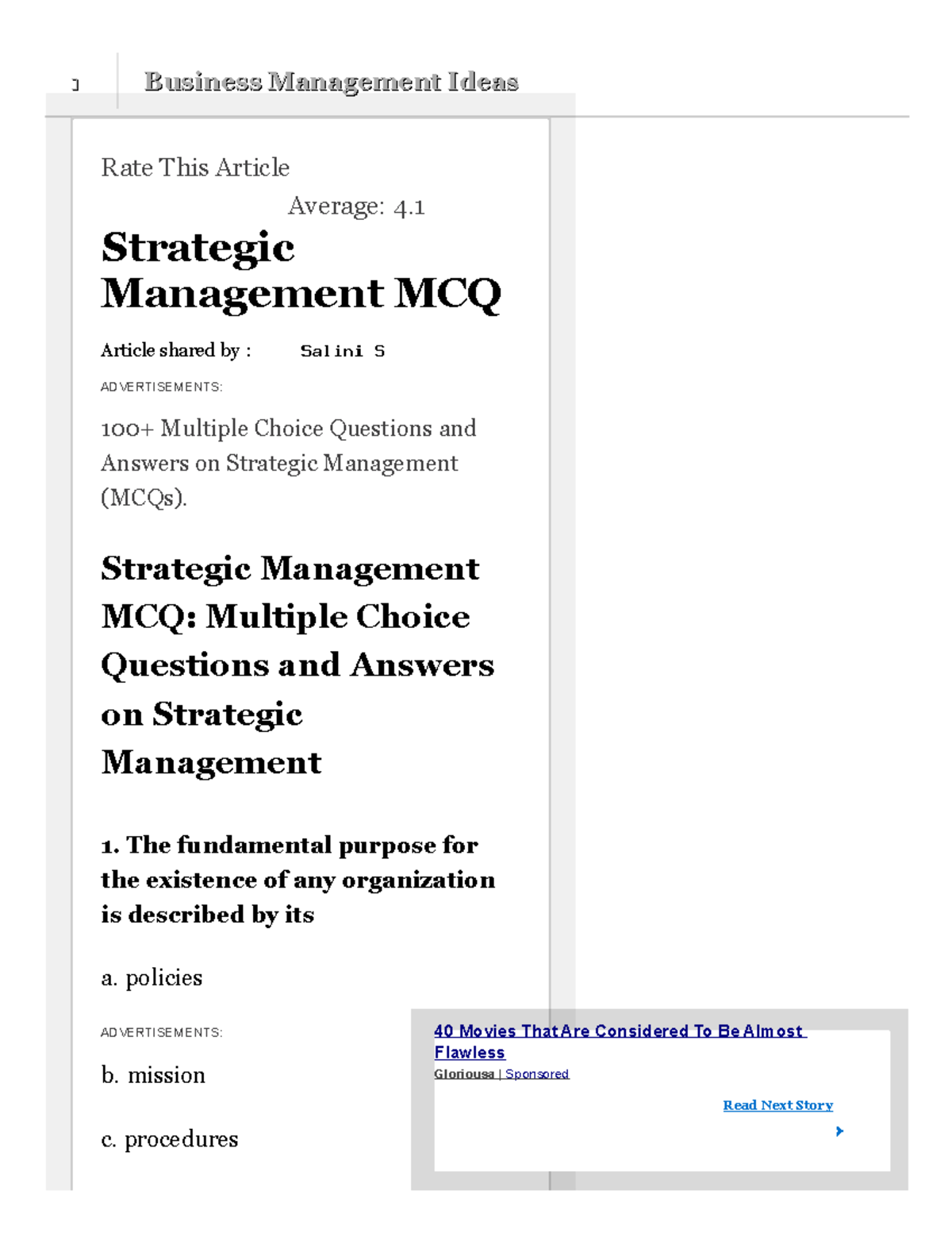 458928837 Strategic Management MCQ Multiple Choice Questions On 