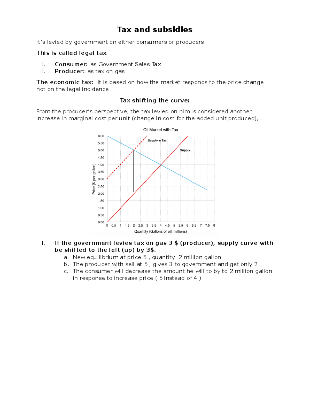 Tax And Subsidies - Lecture Notes 2 - Tax And Subsidies It’s Levied By ...