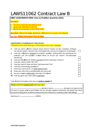 Week 2 Misrepresentation Answer Guide - LAWS11062 Contract B Week 2 Or ...