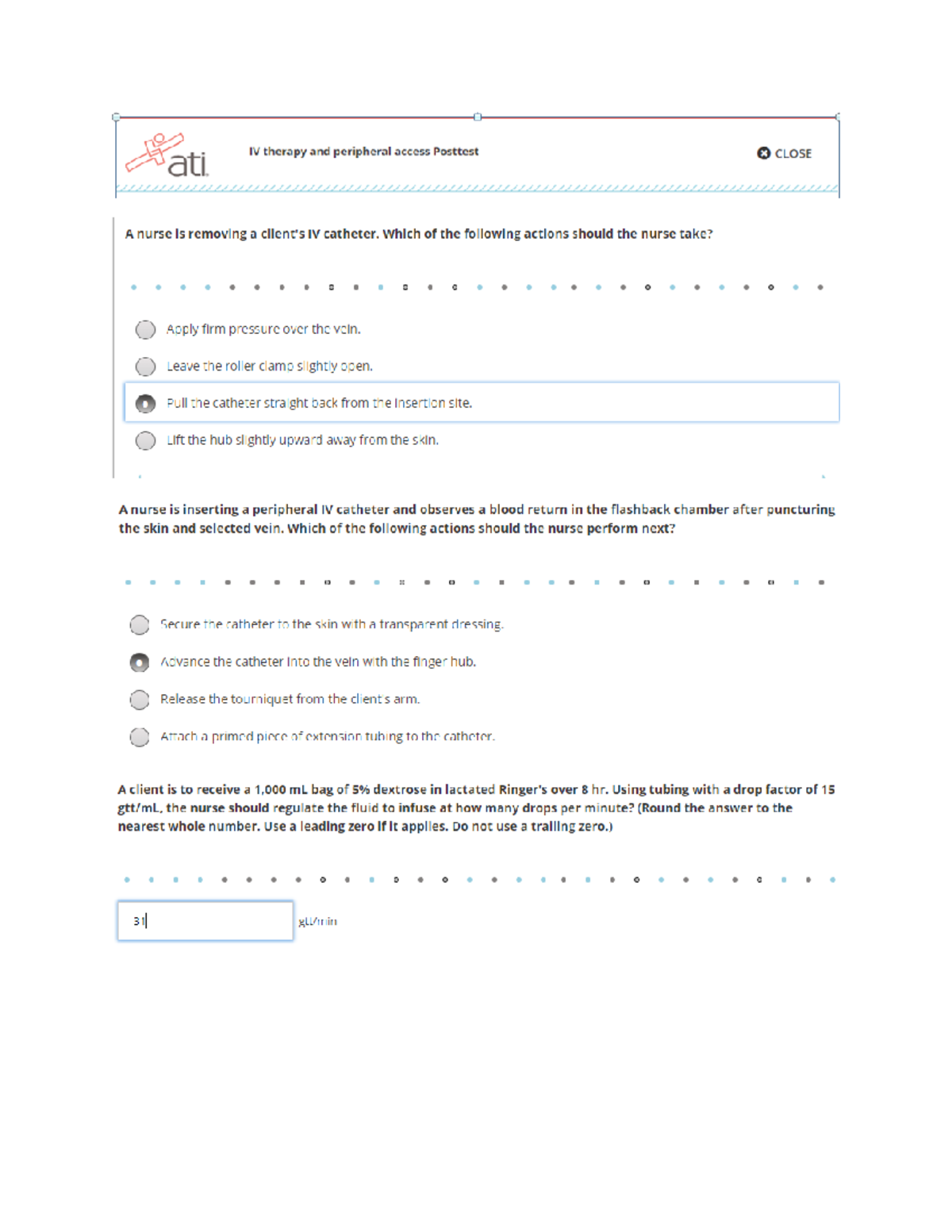 21+ Ati iv therapy post test