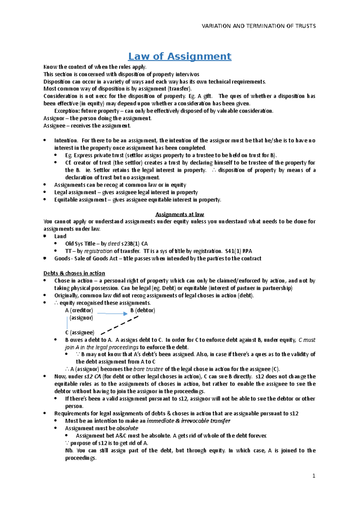 equitable assignment in english law