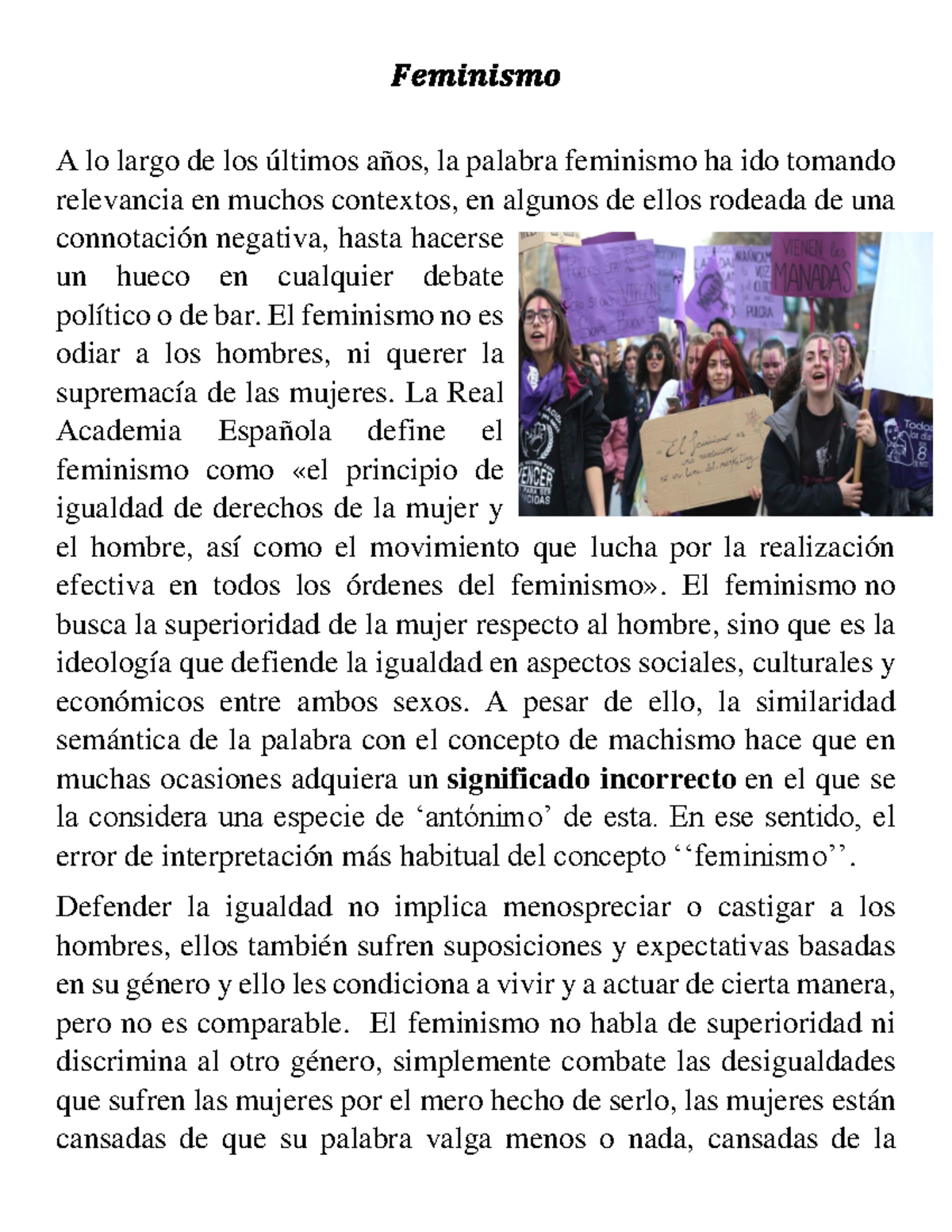 𝑭𝒆𝒎𝒊𝒏𝒊𝒔𝒎𝒐 - kkklkj - 𝑭𝒆𝒎𝒊𝒏𝒊𝒔𝒎𝒐 A lo largo de los últimos  años, la palabra feminismo ha ido tomando - Studocu