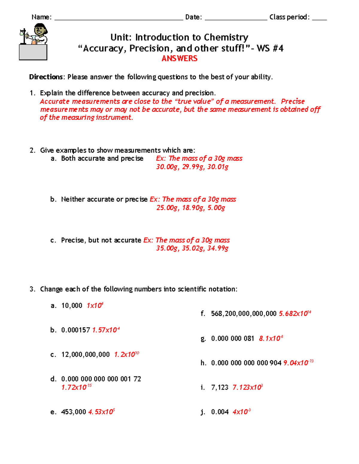 accuracy precision and measurement homework