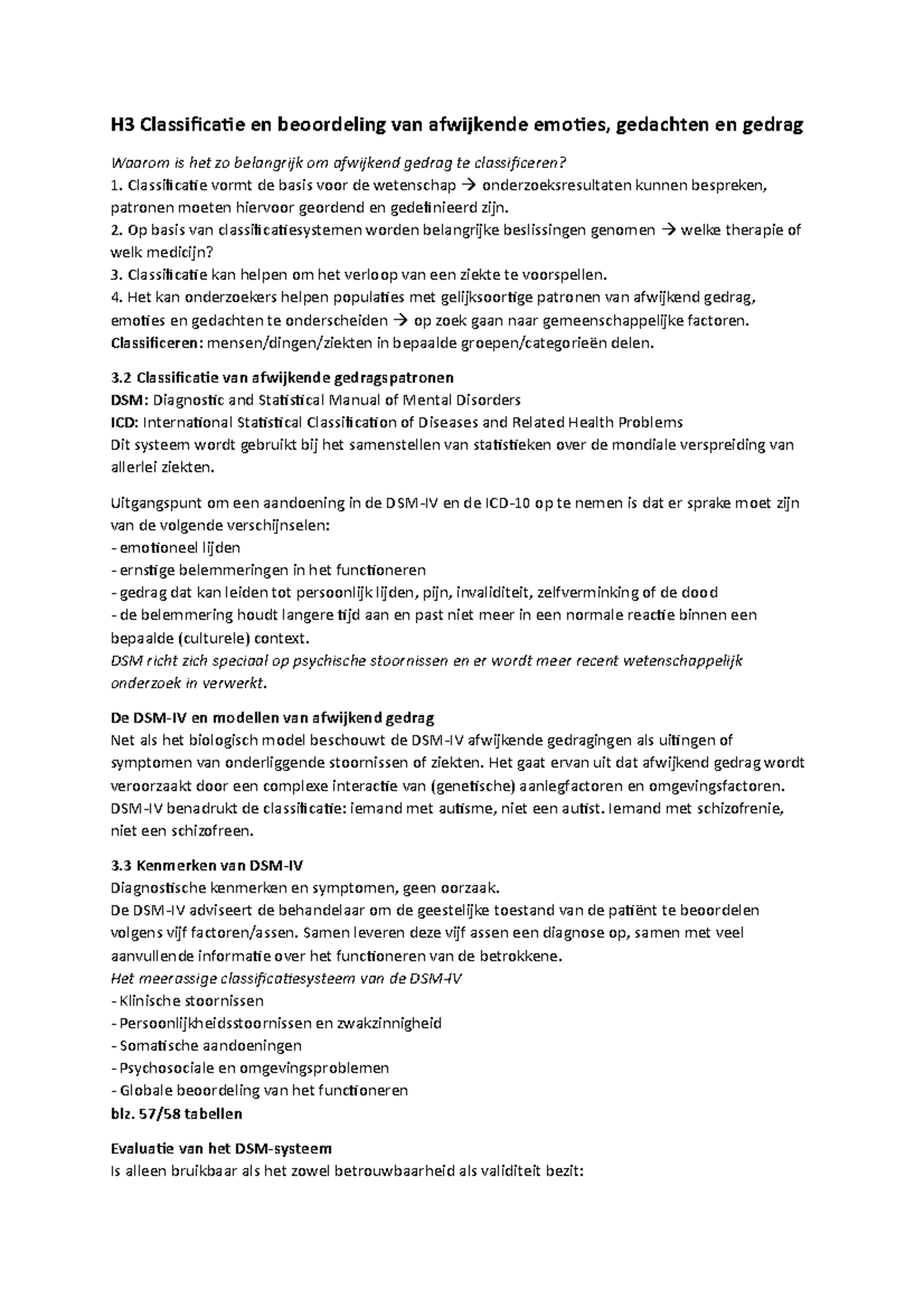 Samenvatting Psychiatrie Een Inleiding - H3 Classificatie En ...