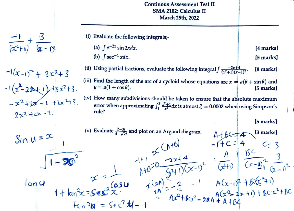 SMA2101 Calculus 2 2 - This Is A Past Paper For Students Doing ...