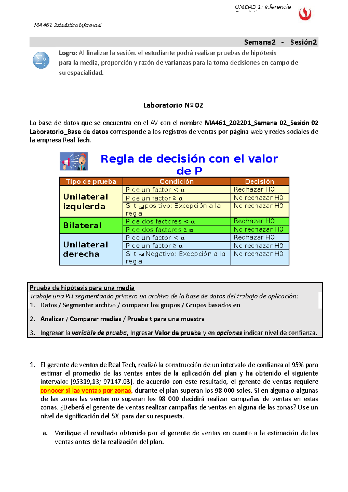 Semana 2 Clase - Casos Para Practicar - Semana 2 - Sesión 2 Logro: Al ...