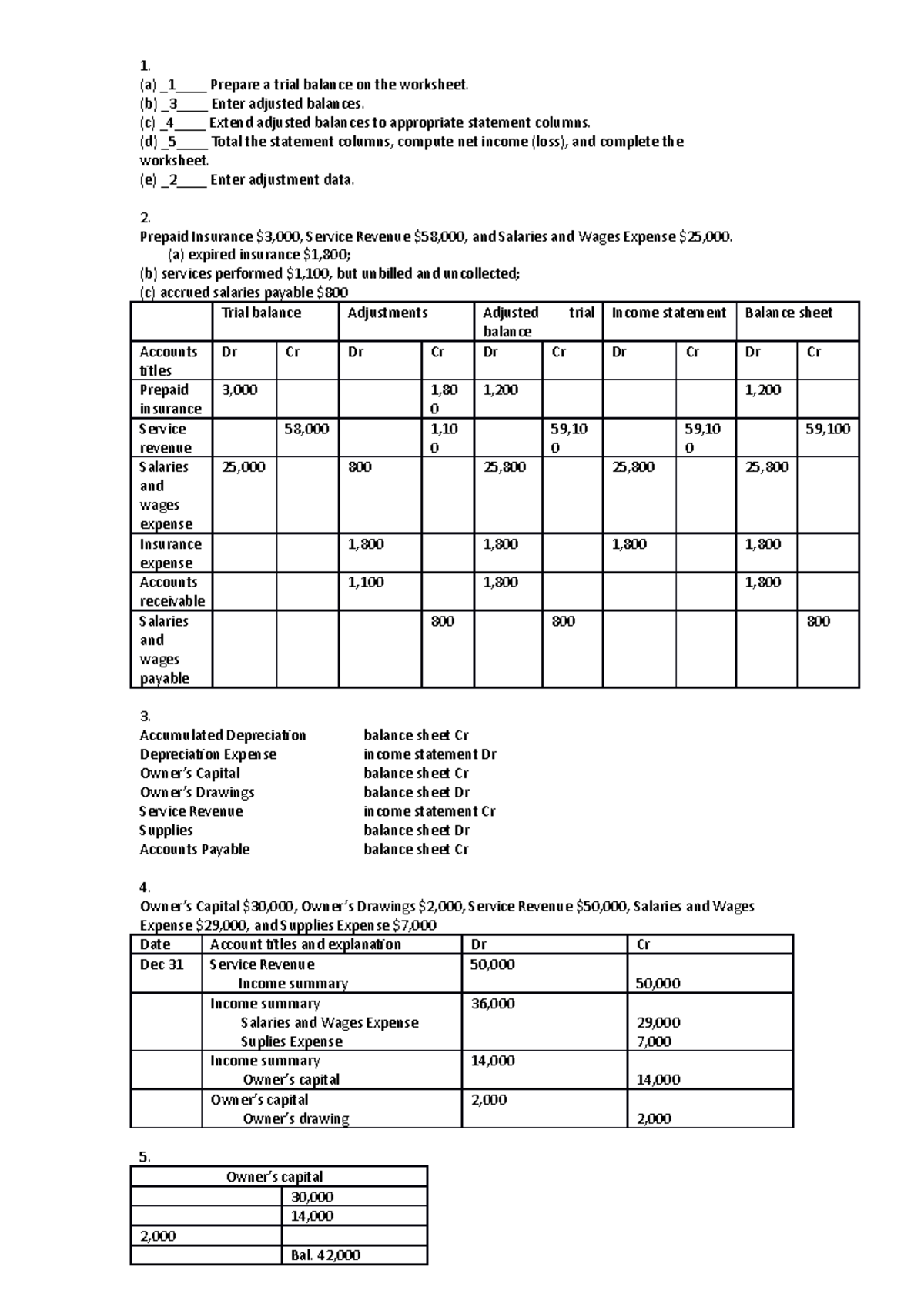 Chap 4 BE - Accounting Chap 4 BE - 1. (a) 1___ Prepare A Trial Balance ...