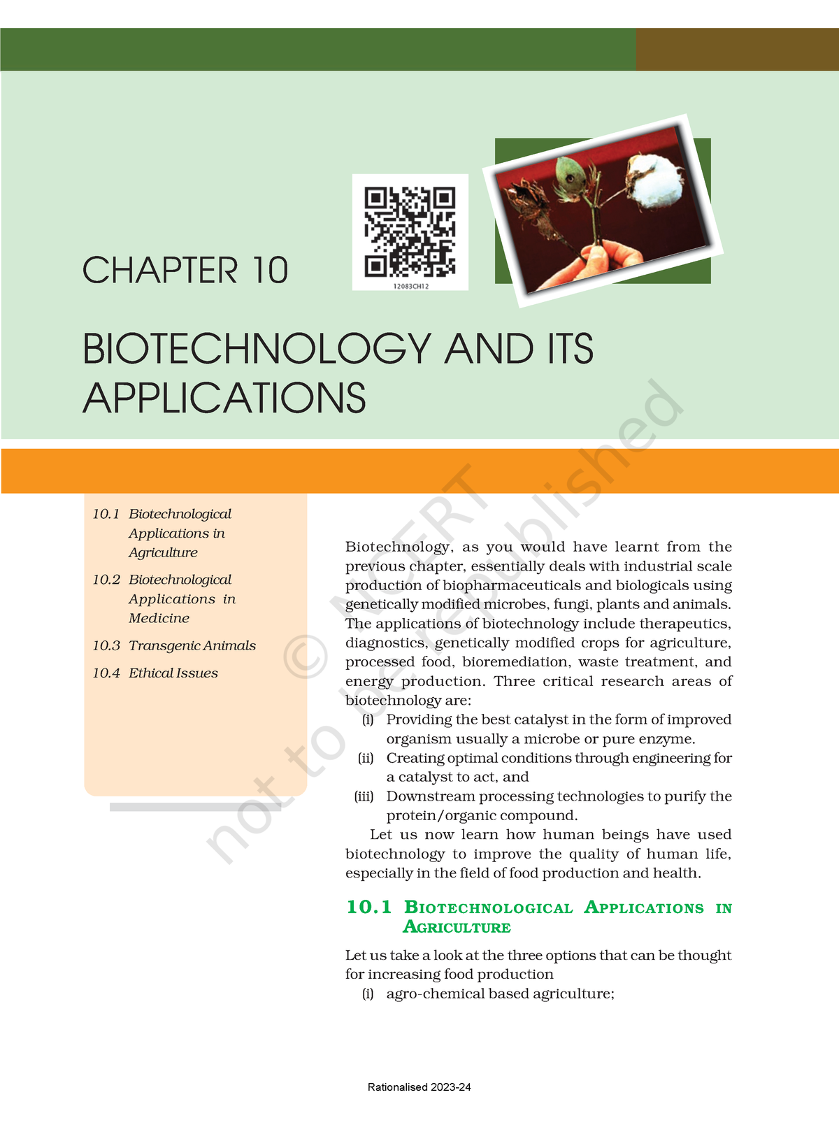 Chapter 10 - NOTES - Biotechnology, As You Would Have Learnt From The ...