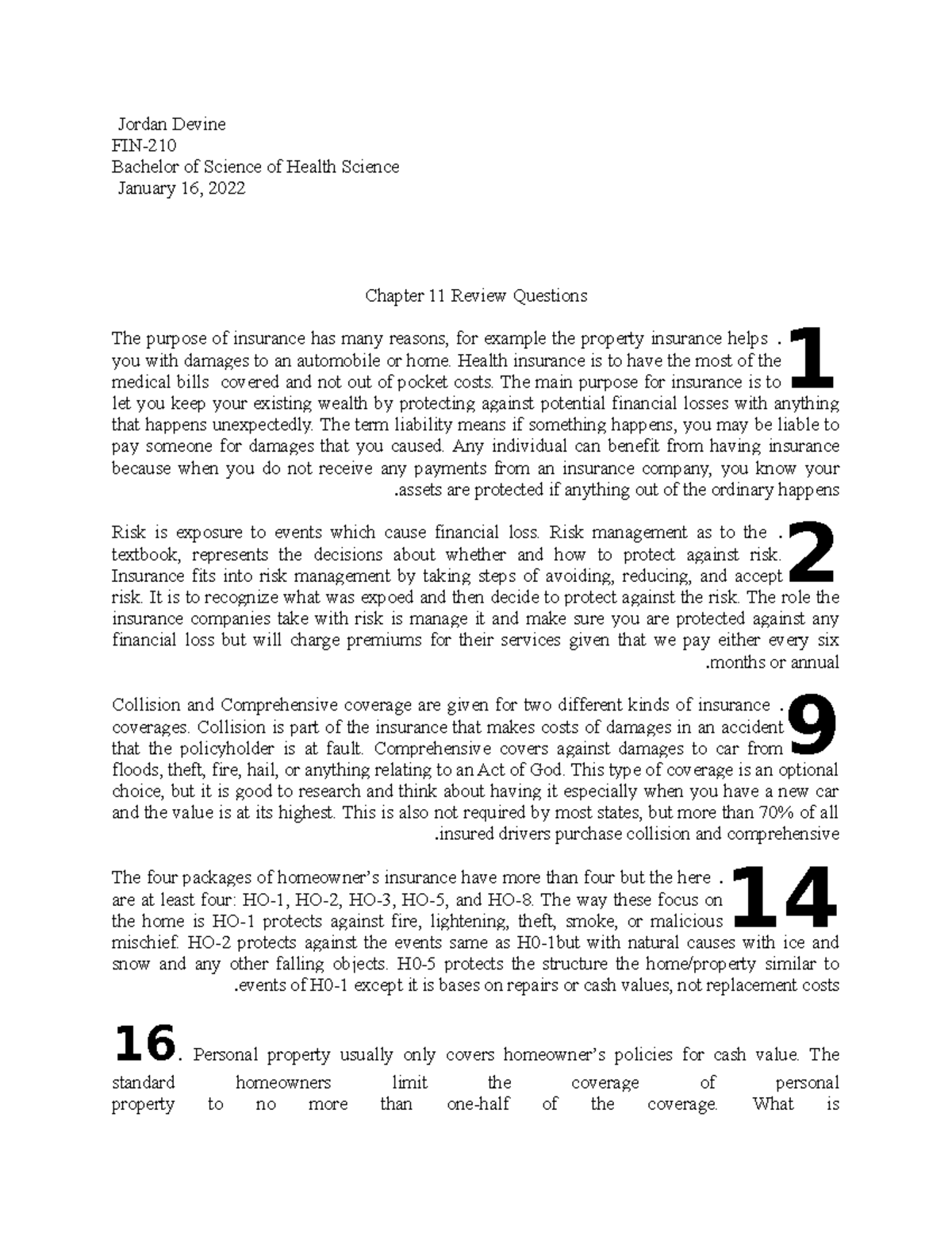 Chapter 11 Review S - Answers To Homework In The Textbook - Jordan ...