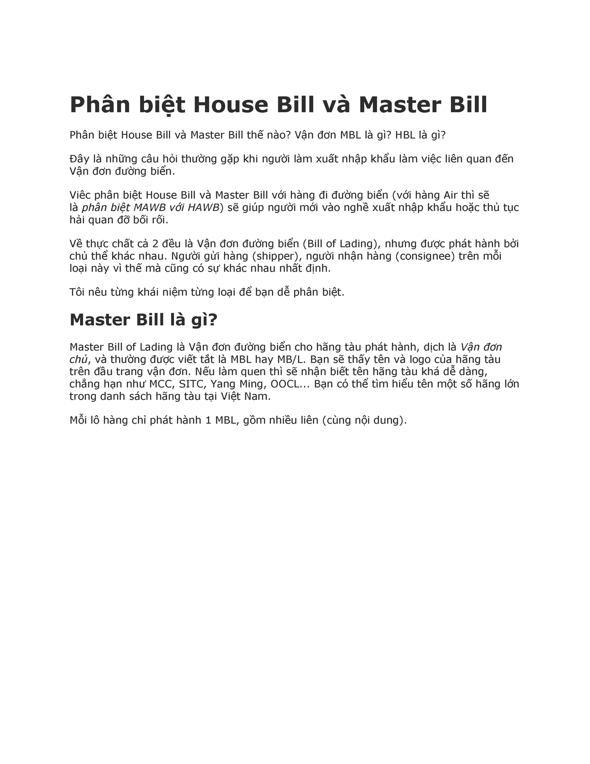 Tai Lieuphan Biet House Bill Va Master Bill 900543976790 - Phân Biệt ...