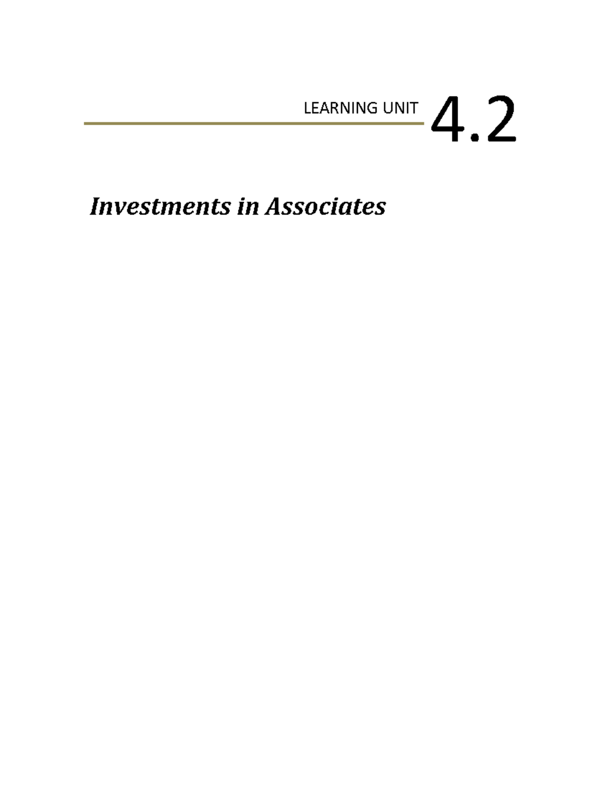 LU+4 - LEARNING UNIT 4. Investments in Associates LU 4 Investment in ...