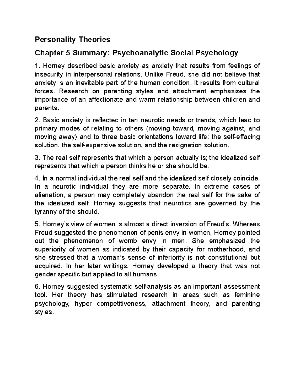 Psychoanalytic Social Psychology - Personality Theories Chapter 5 ...