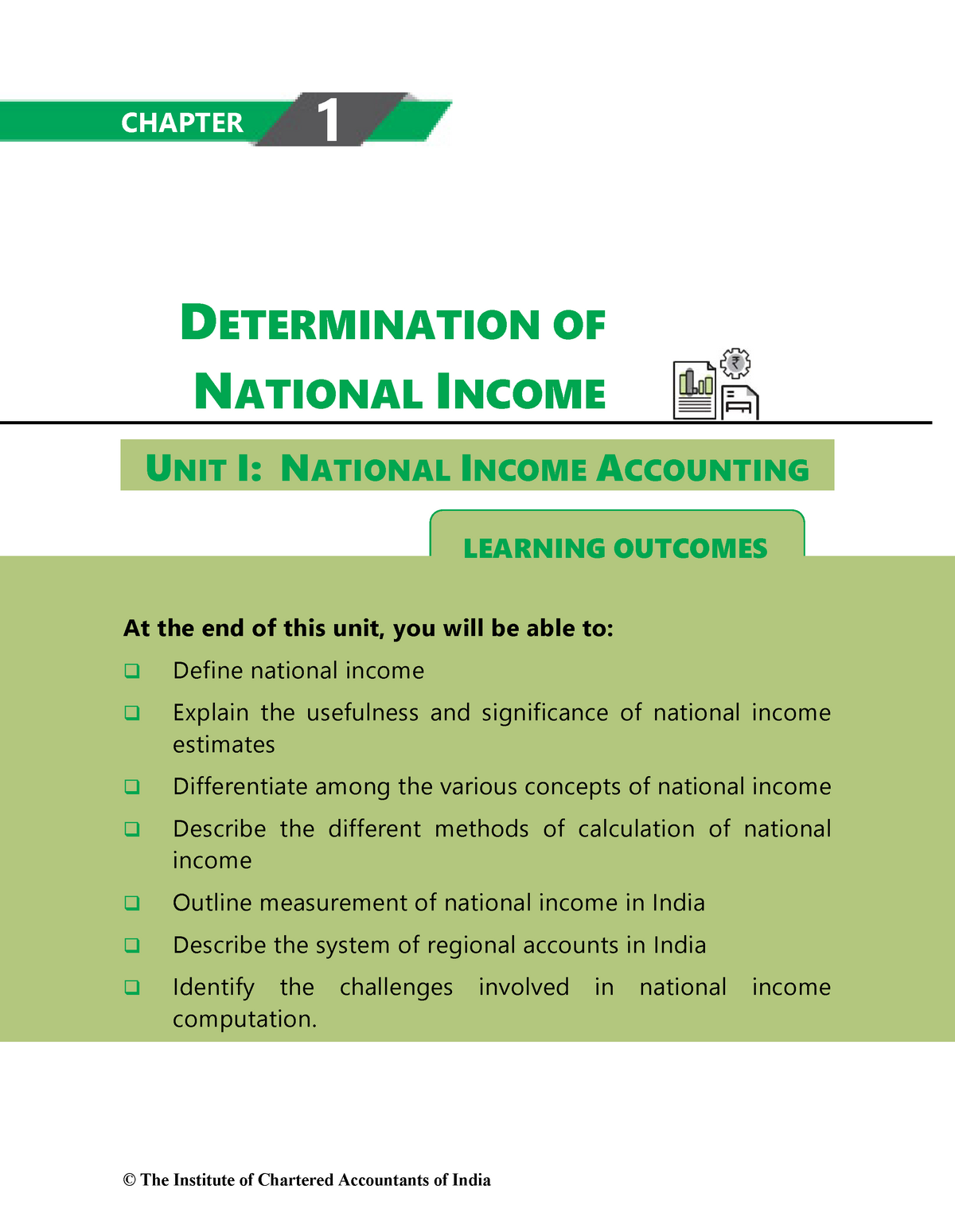 01. Unit I- National Income Accounting - LEARNING OUTCOMES DETERMINATION OF NATIONAL INCOME UNIT ...