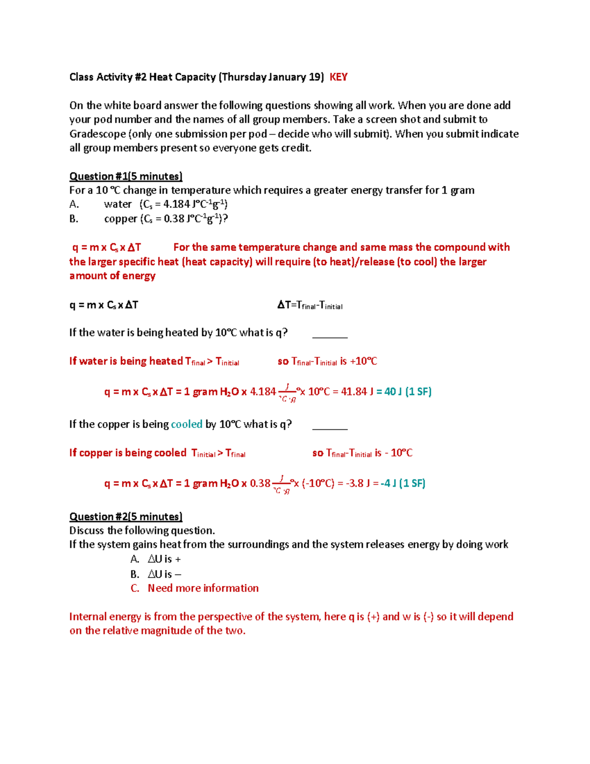 Heat Capacities - Examples and practice material on heat capacity ...