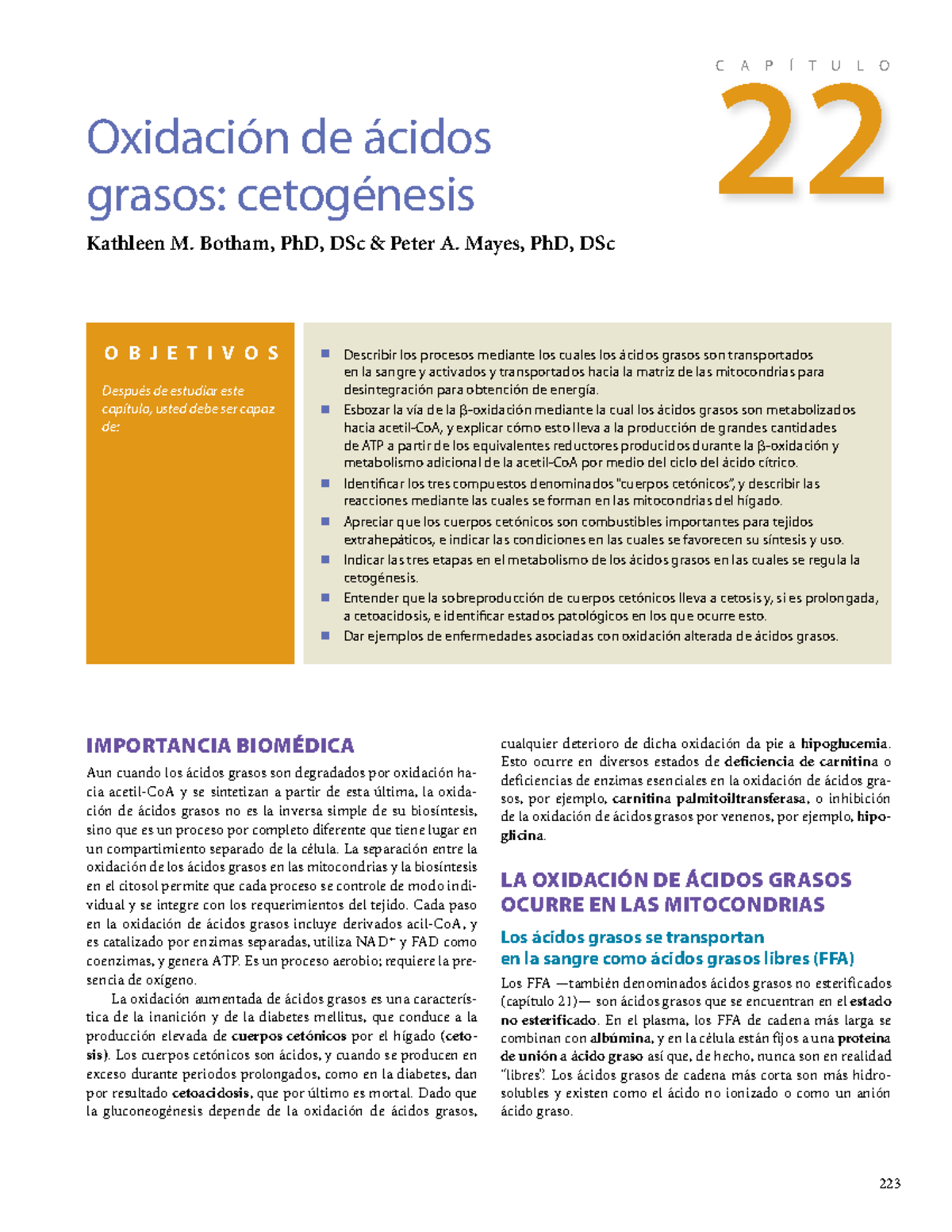 Oxidación De ácidos Grasos: Cetogénesis - ####### 223 Oxidación De ...