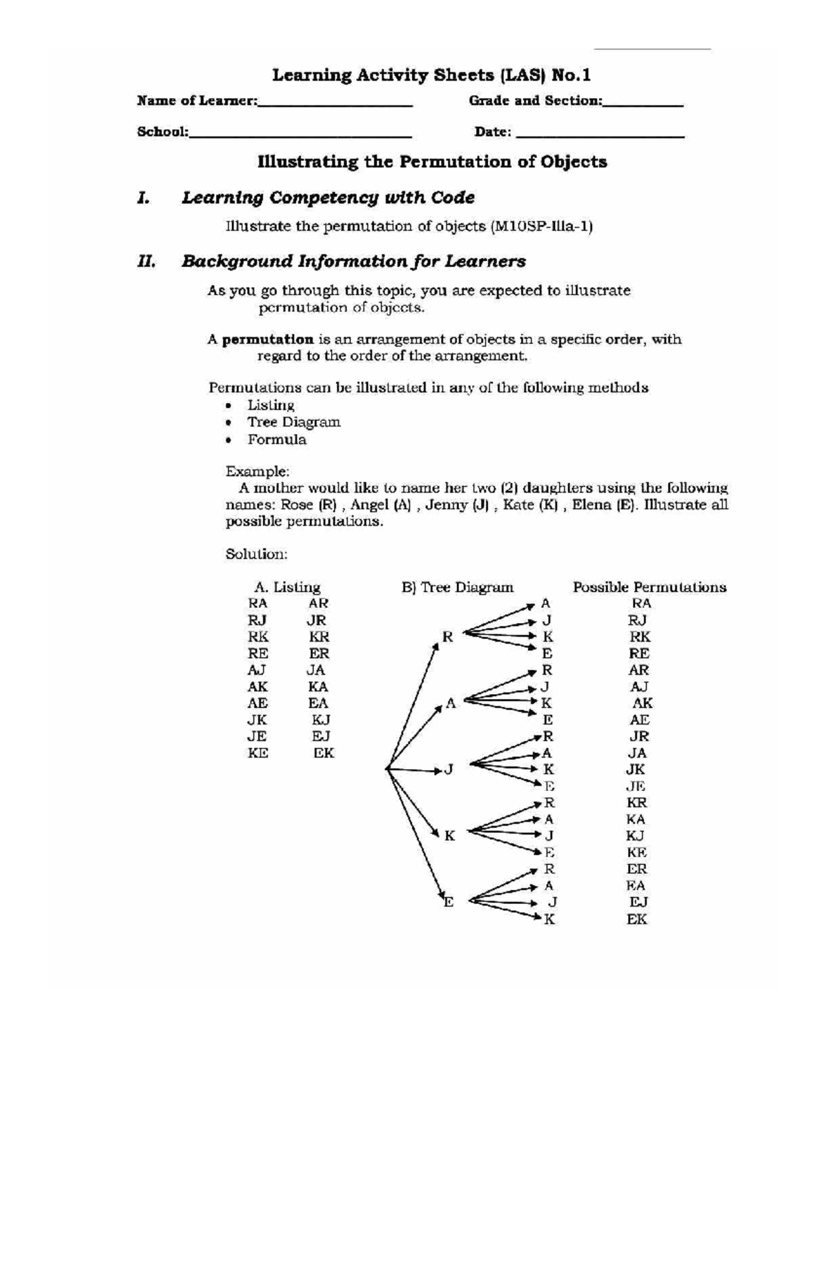 G10 MATH Q4 LAS Week1 - Special Topics in Mathematics - Studocu