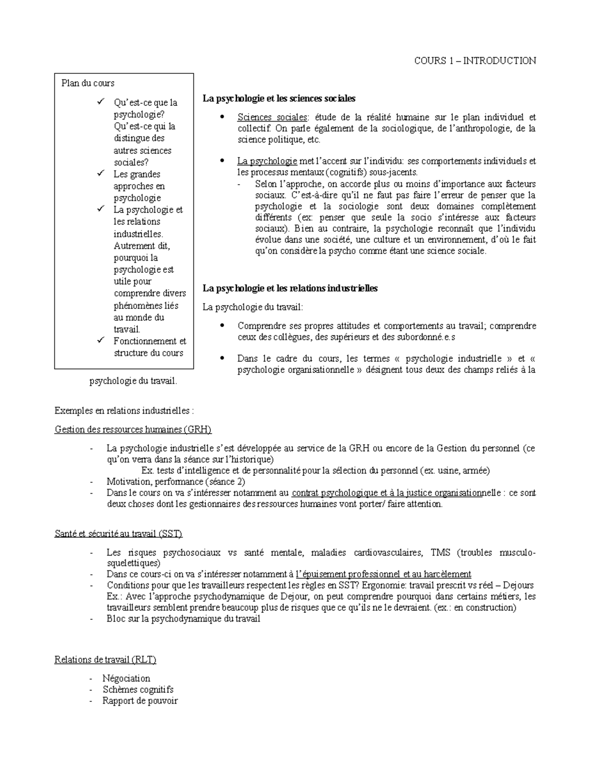 Cours 1 - notes - Session Hiver 2022 - COURS 1 – INTRODUCTION La ...