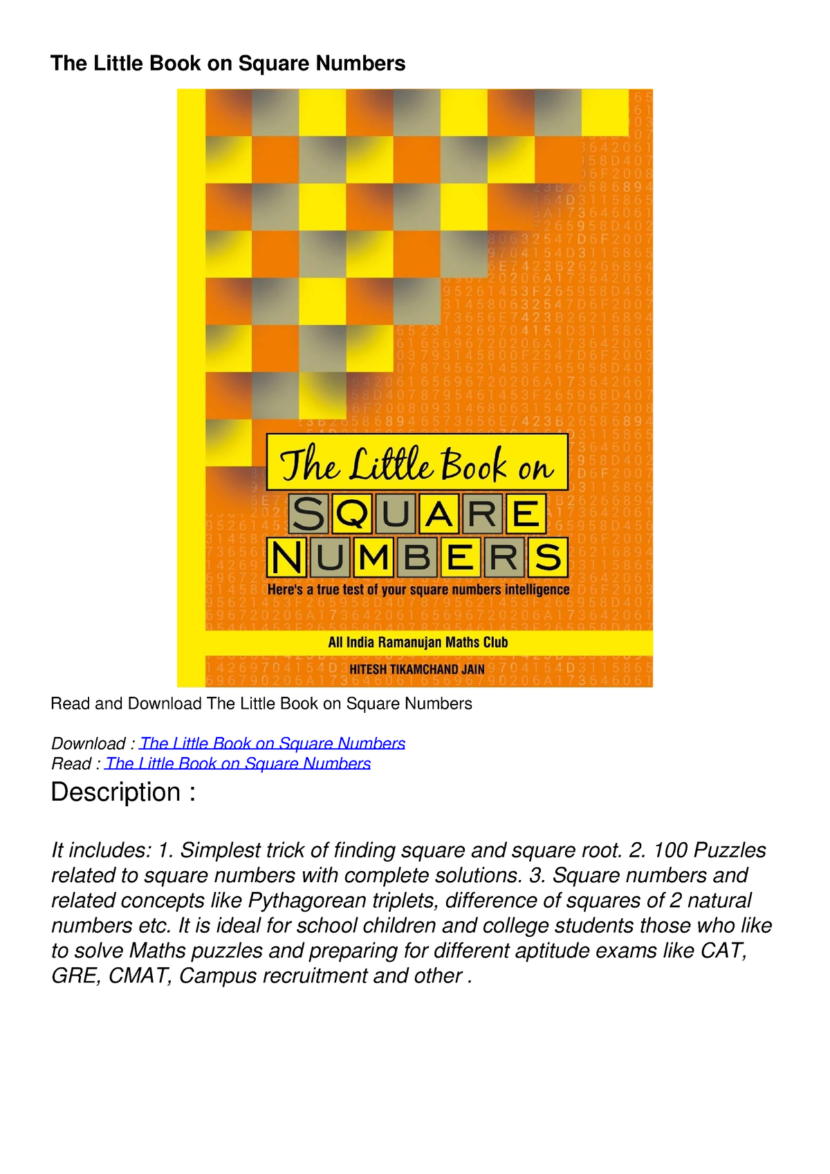 get-pdf-download-the-little-book-on-square-numbers-the-little-book