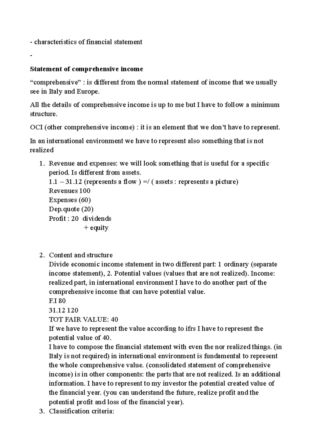 7 - statement of comprehensive income - characteristics of financial ...