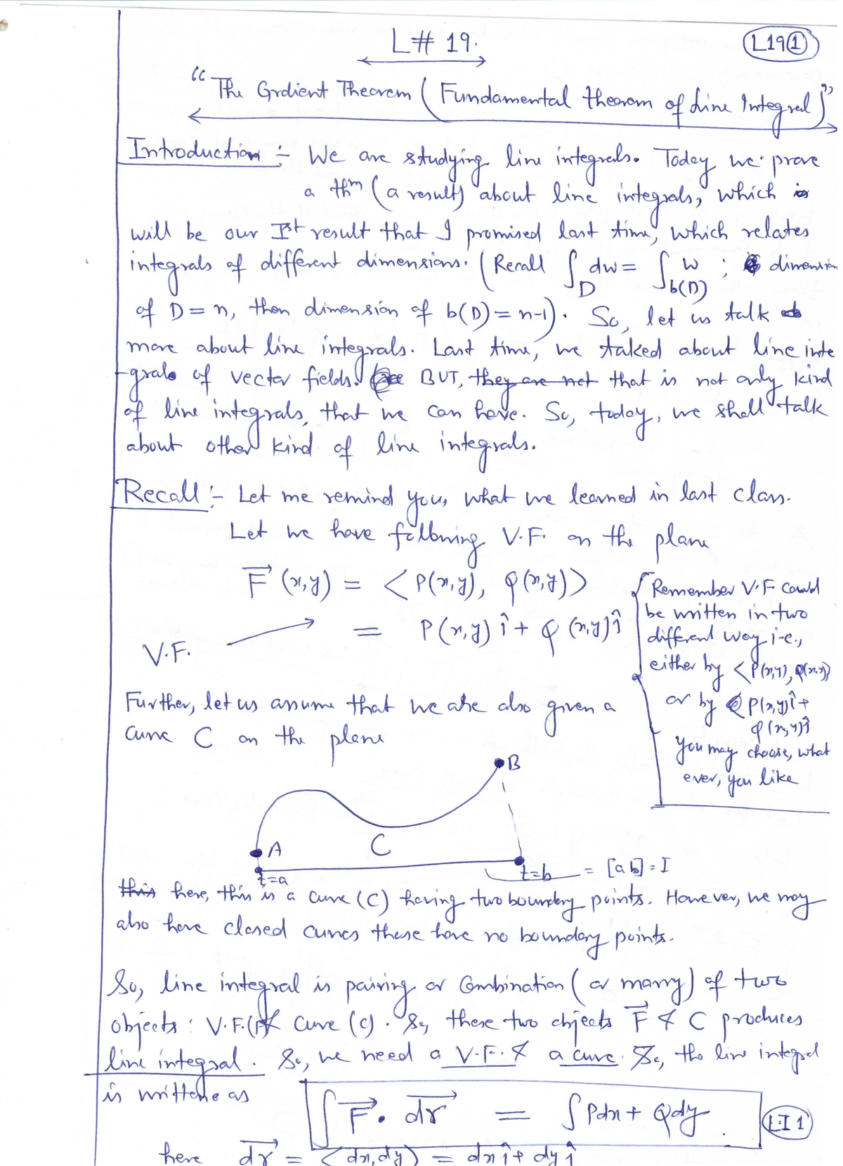 Gradient Theorem (Fundamental Theorem of Line Inegral) - Discrete ...