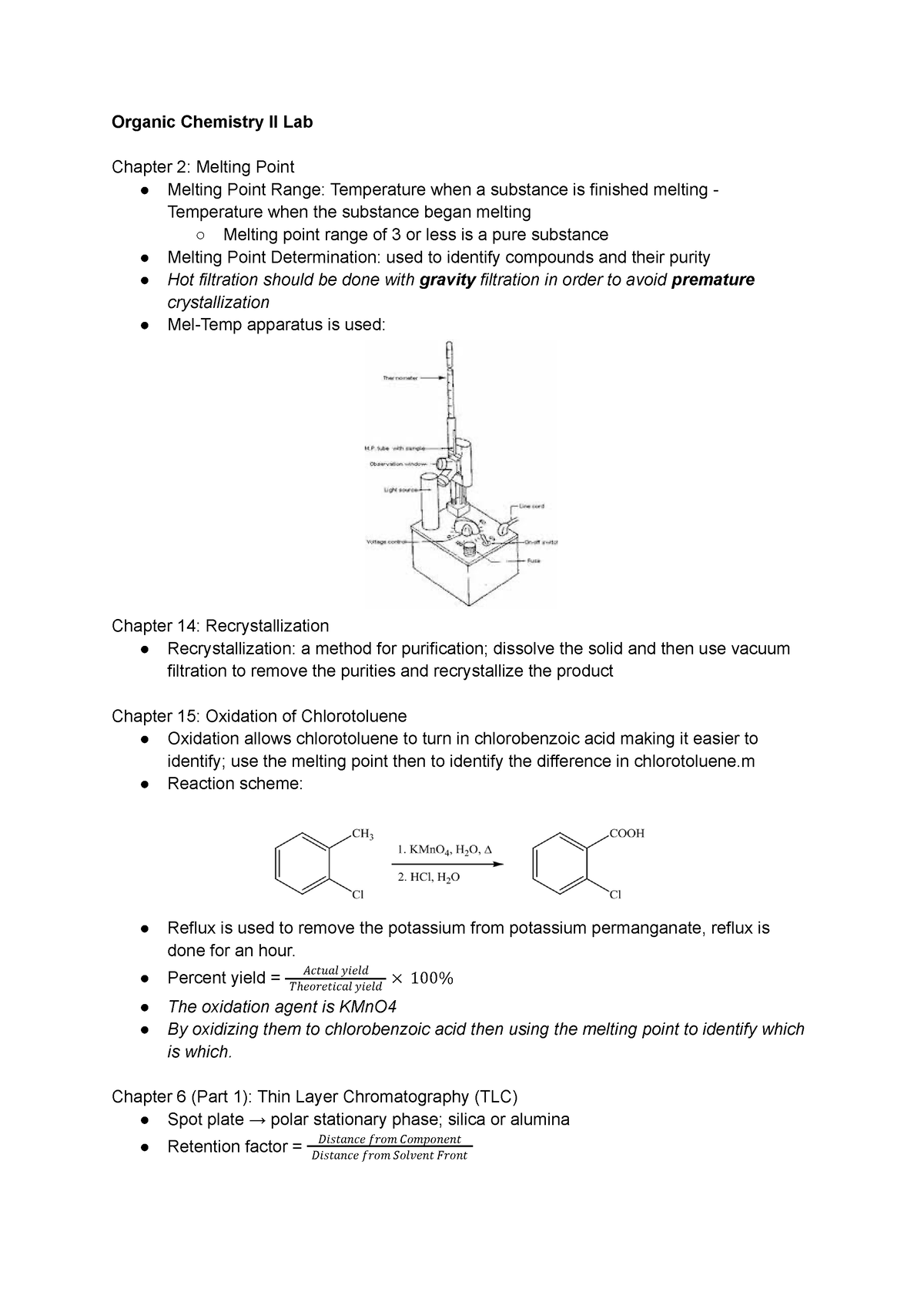 Organic Chemistry II Lab Organic Chemistry II Lab Chapter 2 Melting