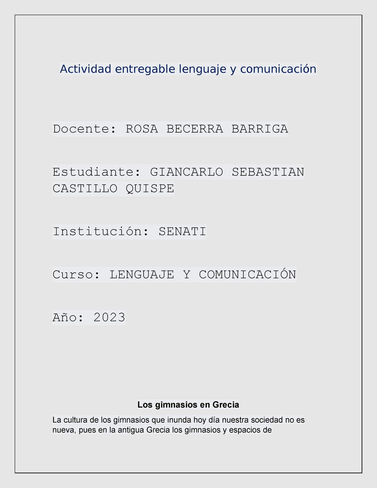 Actividad Entregable Lenguaje Y Comunicación 2 Actividad Entregable