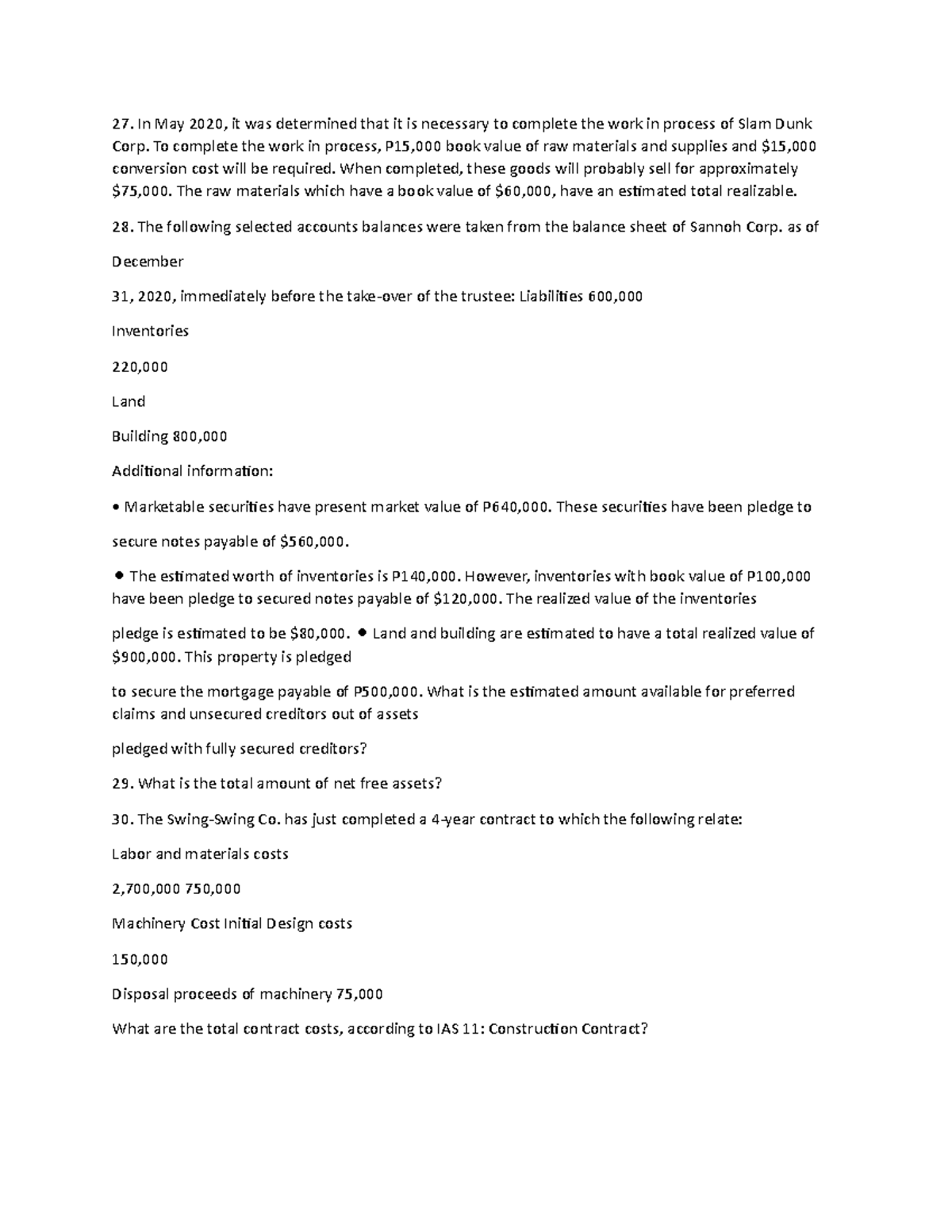 Advance acc 9 - accounting notes - In May 2020, it was determined that ...