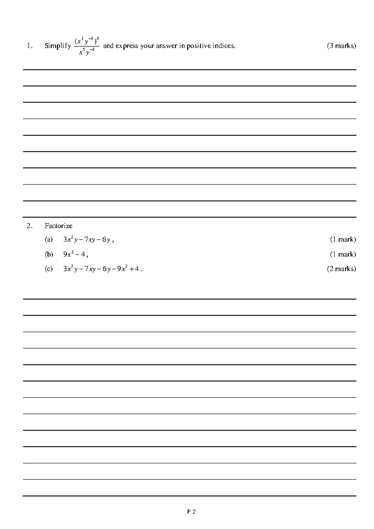 Form 3 mock 2 - Simplify 5 8 2 33 ( ) x y x y and express your answer ...