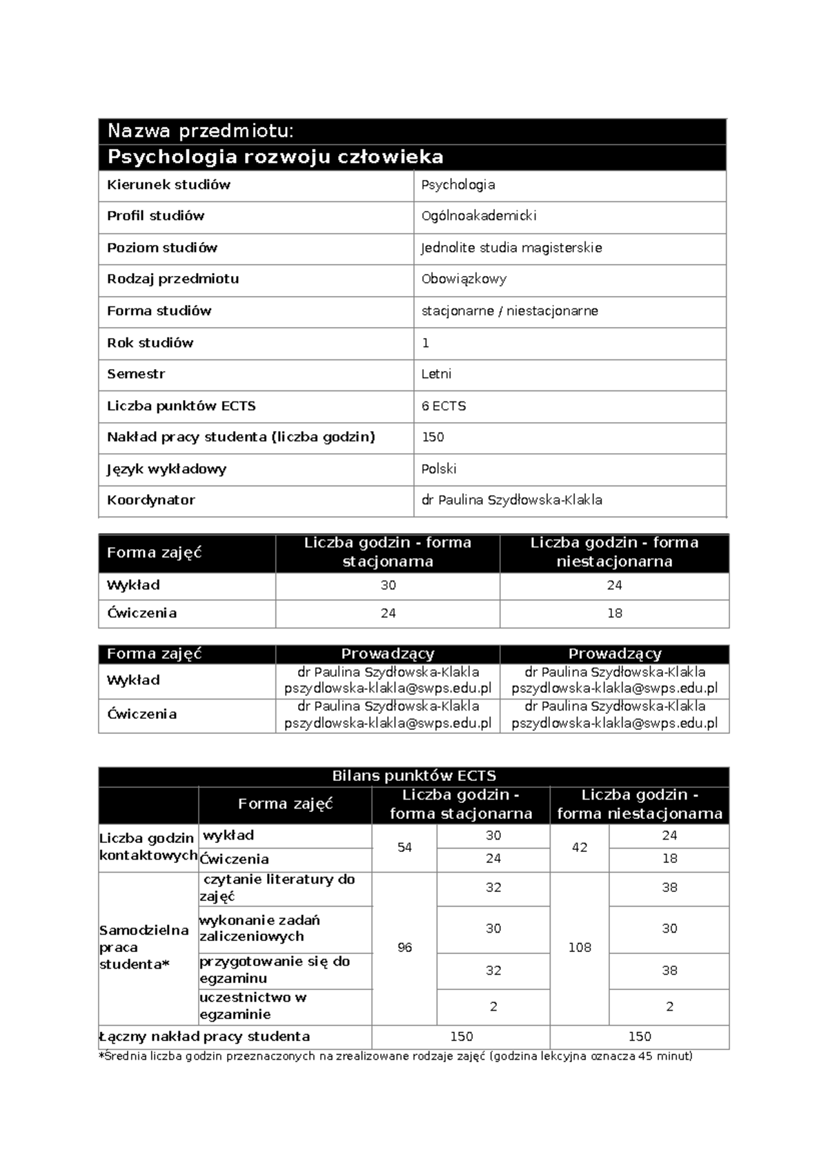 Psychologia+rozwoju+cz Å Owieka+PSK - Nazwa Przedmiotu: Psychologia ...