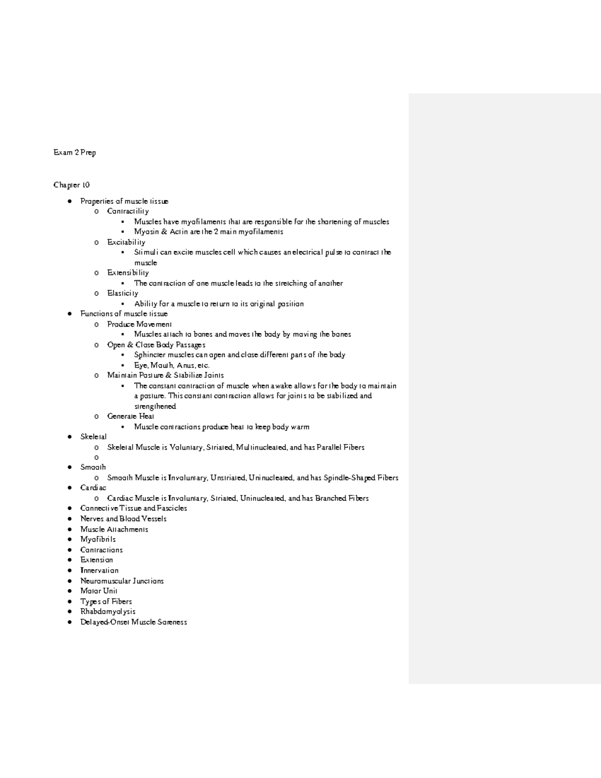 Anatomy Exam 2 Notes Summary of the Exam 2 material; Professor was