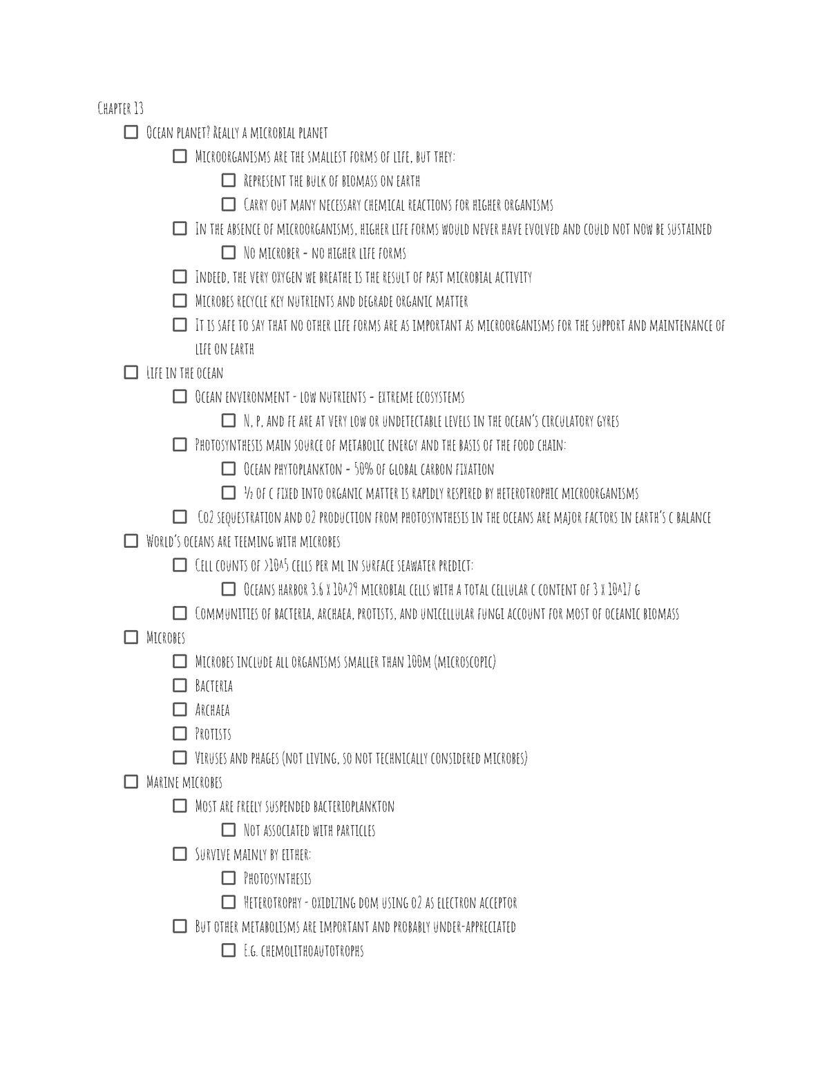 Oce4008 Final Exam - Chapter 13 Ocean Planet? Really A Microbial Planet 