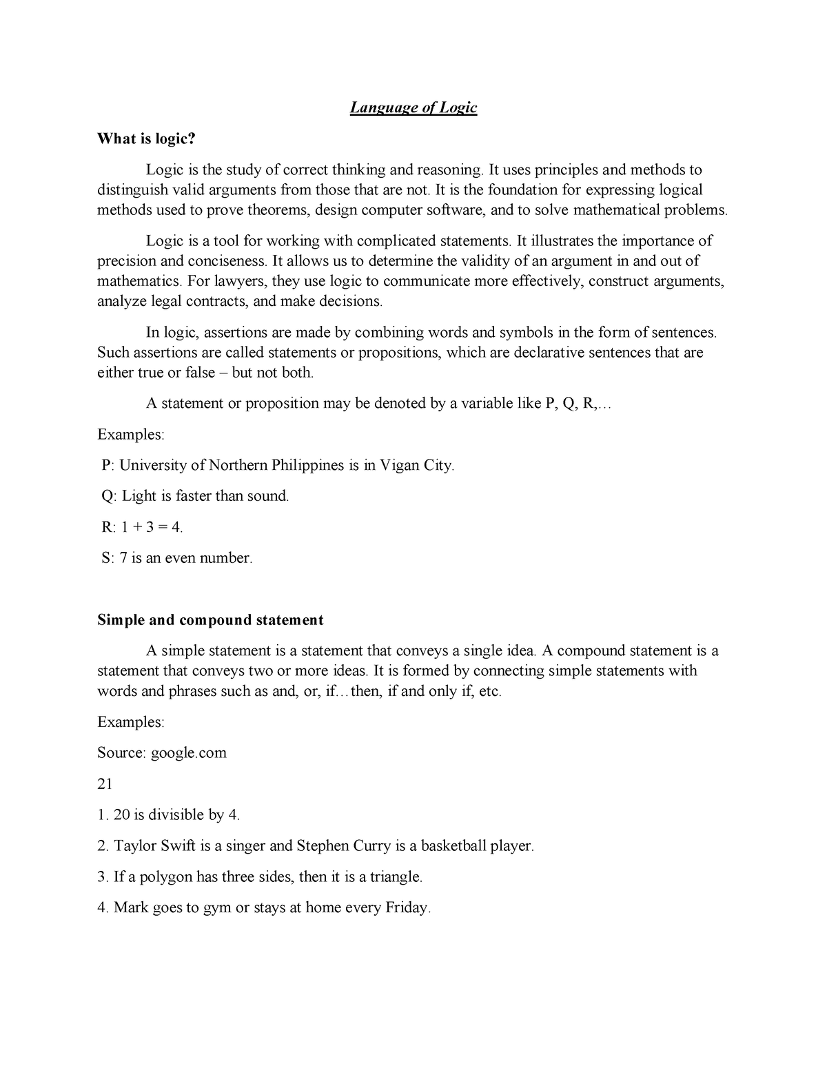 Language Of Logic - Language Of Logic What Is Logic? Logic Is The Study ...