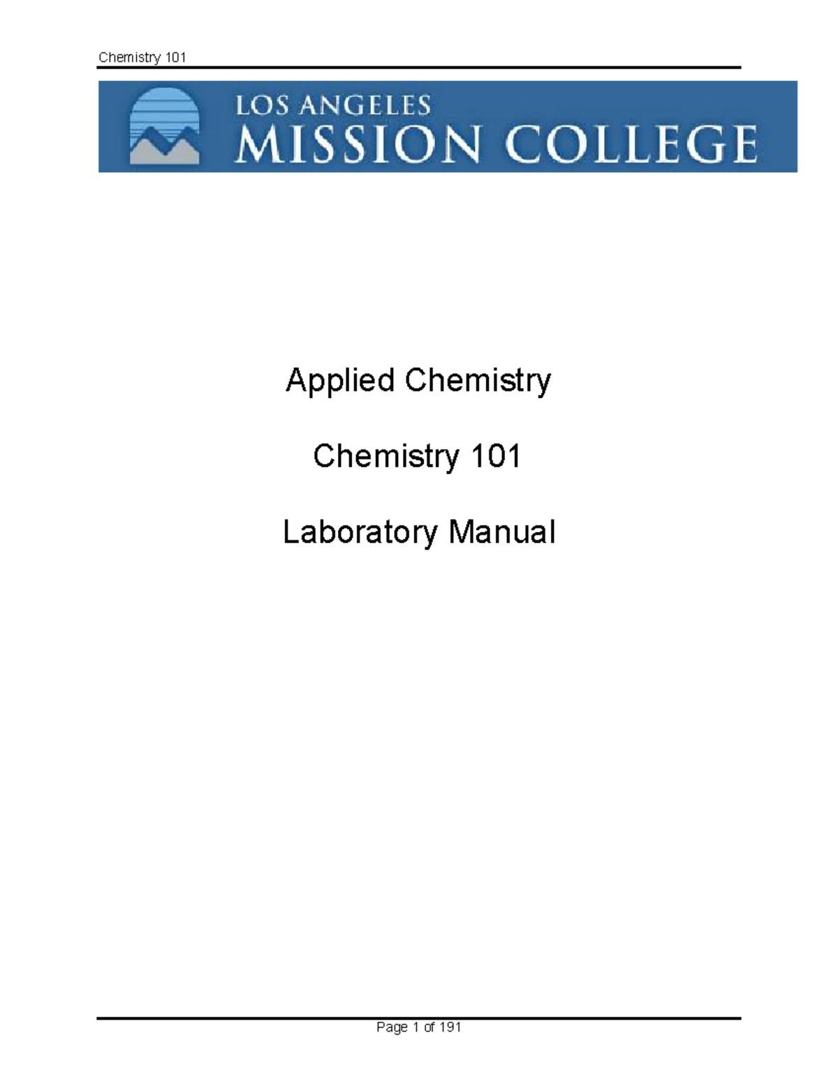 Userdata Chemistry Lab Manual Applied Chemistry Chemistry 101