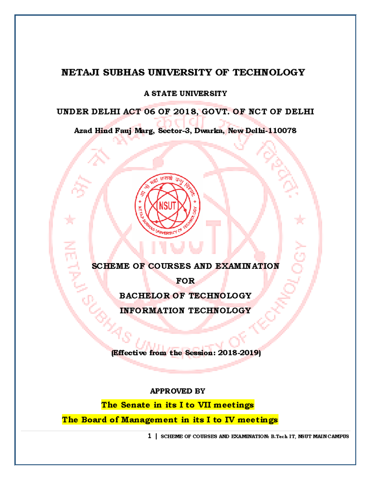 Btech IT-Scheme of Courses and Examination - Computer Science ...