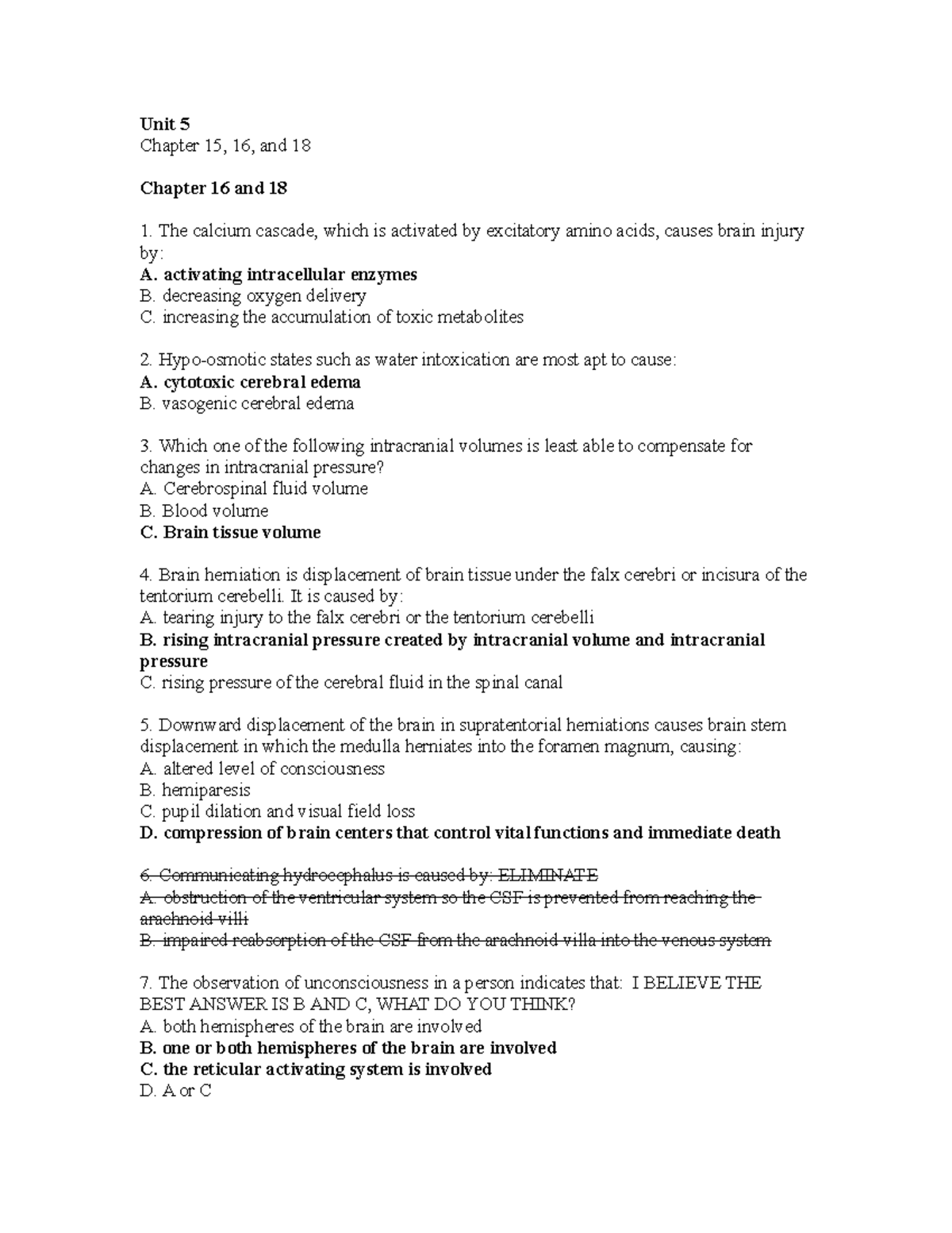 Sampletest 15, 16, and 18 withanswers 20F - Unit 5 Chapter 15, 16, and ...