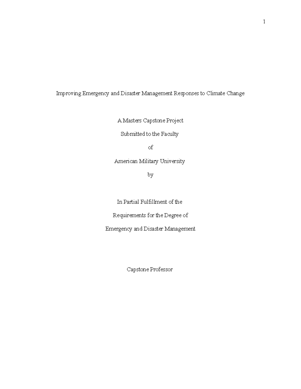 Improving Emergency and Disaster Management Responses to Climate Change ...
