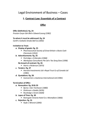 Legal Environment of Business u2013 Cases - Contract Law: Essentials 